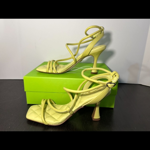 Sam Edelman Maven Strappy Leather Padded Heels Shoes Kiwi Green Womans 10M - Picture 7 of 16